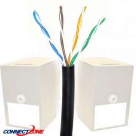 4 Pair Unshielded Cat5e 350MHz Black Ethernet Bulk Cable Wire Spool/Reel