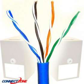 1000 Feet PVC Solid 4 Pair Unshielded Cat5e 350MHz Blue Ethernet Bulk Cable Wire Spool/Reel