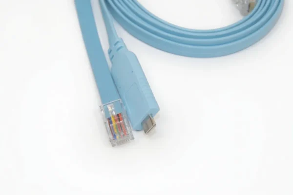 Cisco compatible USB-C to RJ45 console cable showing USB-C plug and RJ45 connector
